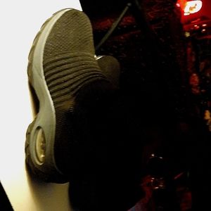 Black with grey sole slip on shoes